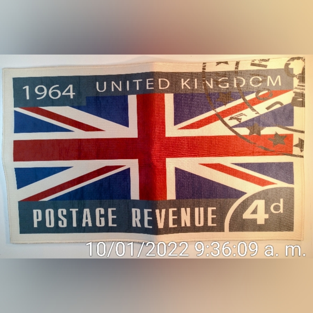 Vintage Stamp 1964 UK British Flag door mat. 30L X 18W.
